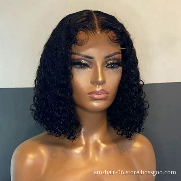 Wholesale Raw Brazilian Human Hair Hd Full Lace Frontal Bob Wig Vendor Deep Wave Virgin Human Hair Transparent Lace Front Wig